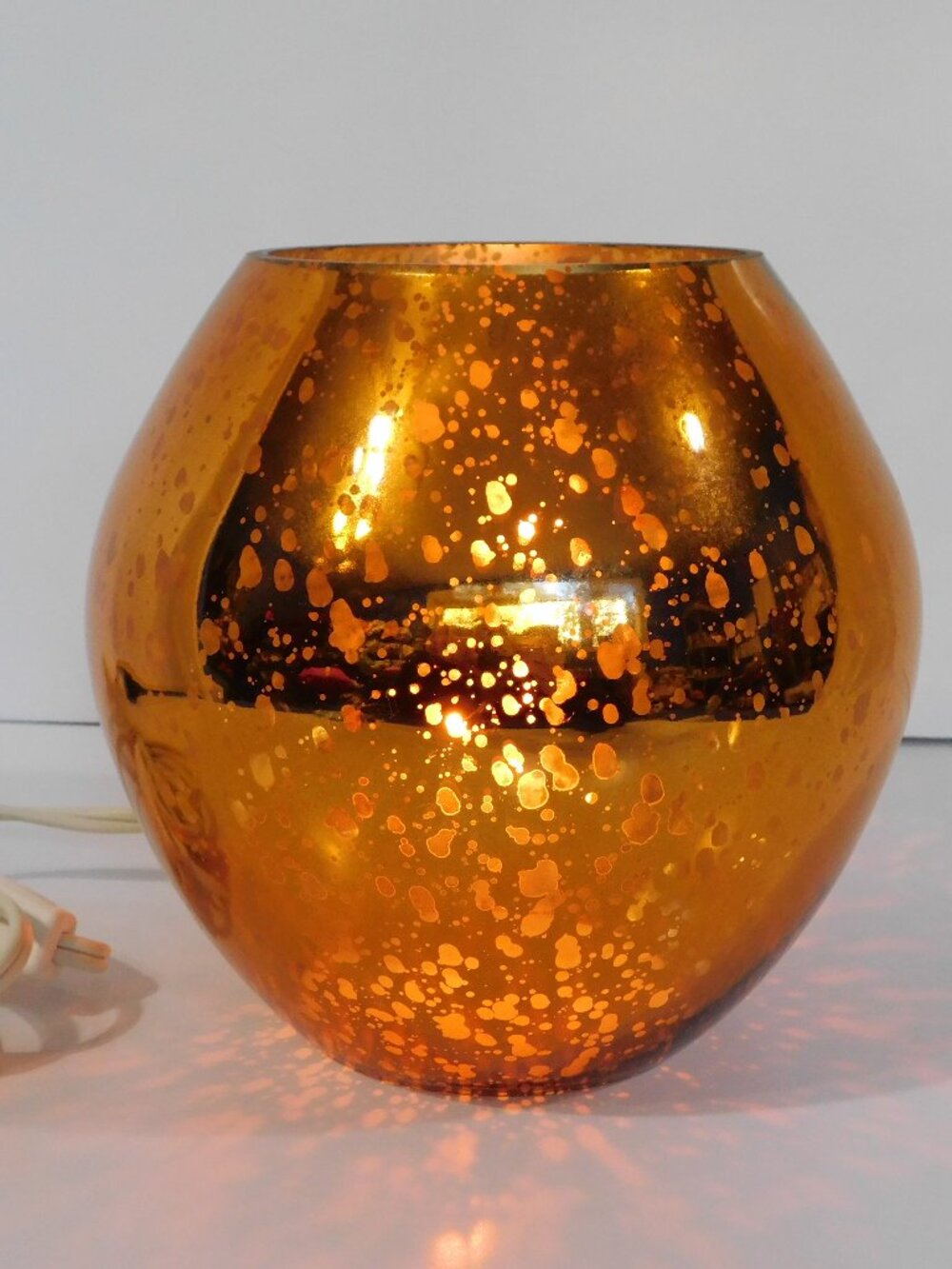 IKEA Knubbig Metallic Copper Gold Table Lamp  7” Glass Globe Space Accent Light